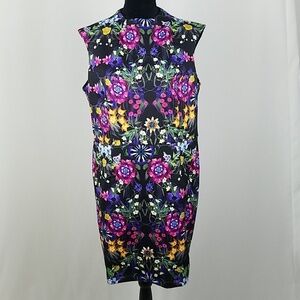 Asos women 14 scuba sleeveless sheath dress floral